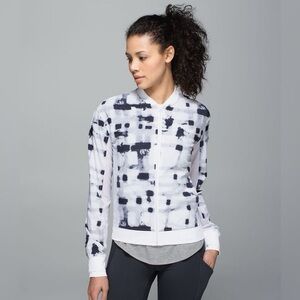 Lululemon Noir Jacket II Ghost Weave White Black Size 6 Lightweight Zip Up